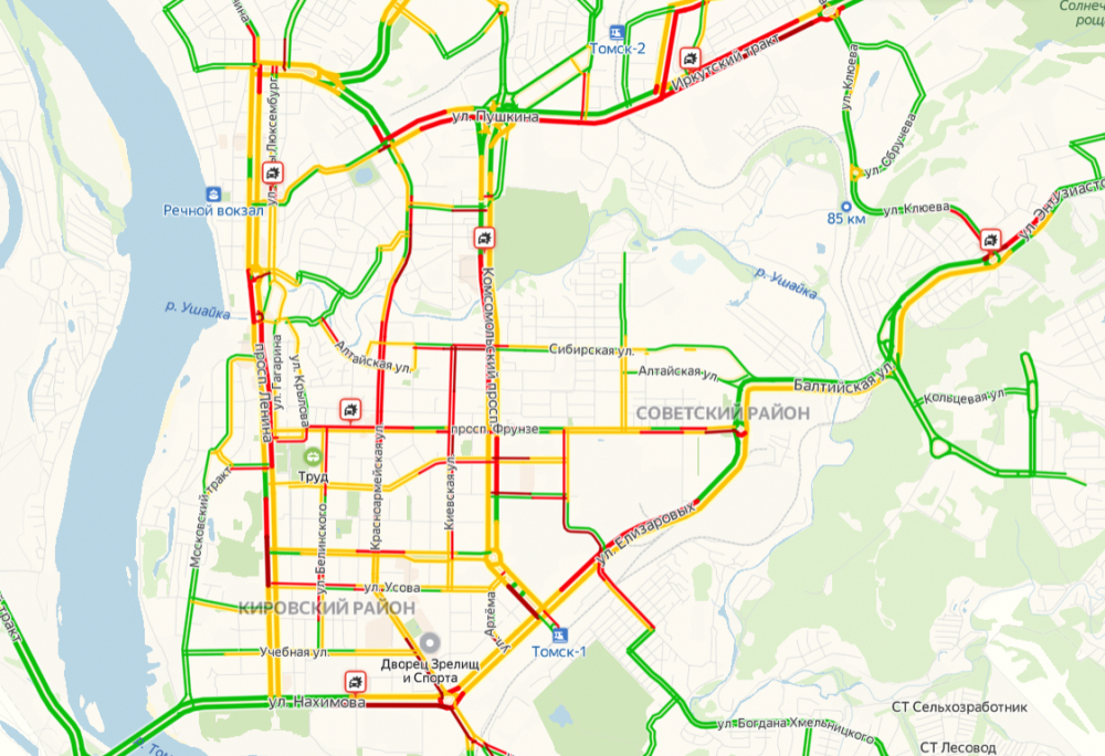 Пробки томск сейчас карта смотреть