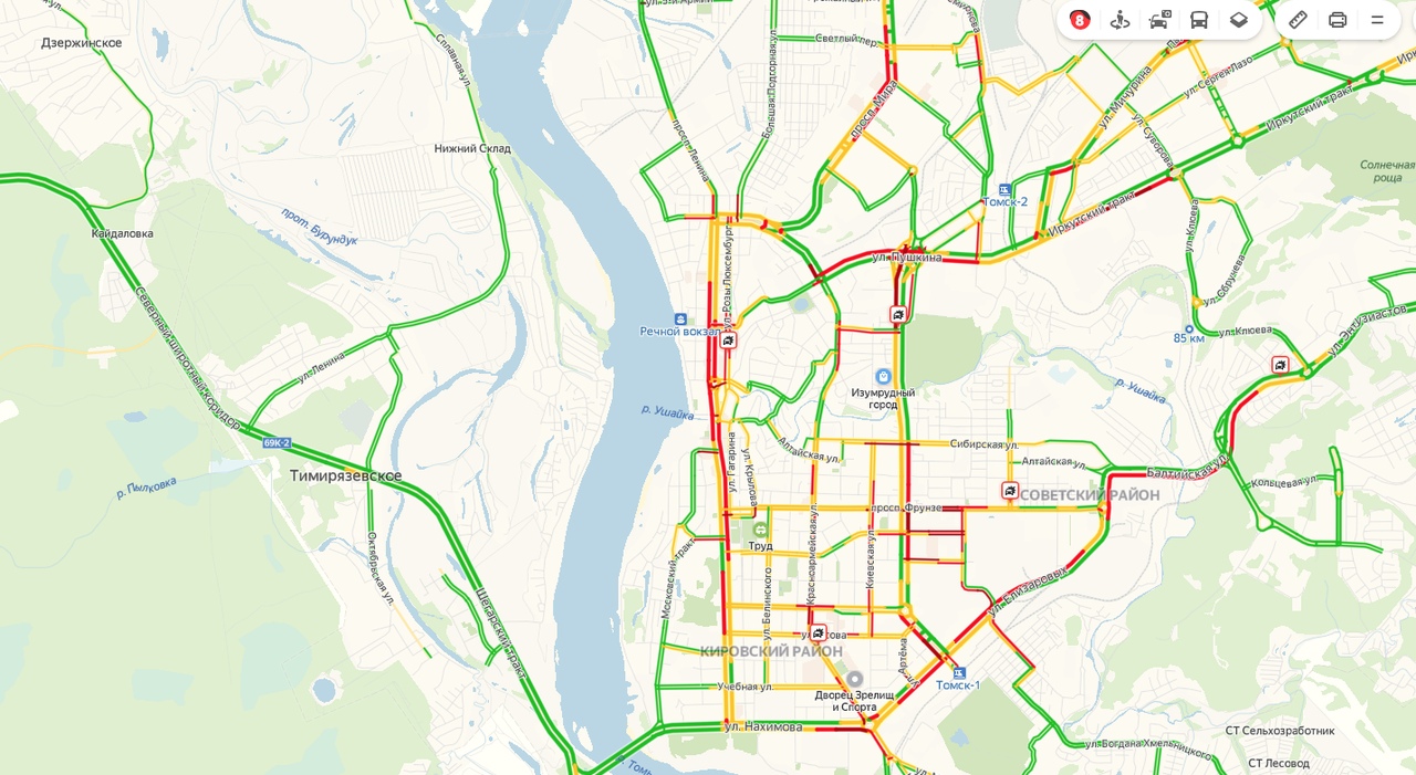 Пробки в томске на данный момент. Томск пробки на мосту. Карта пробок Томска. Пробки на дорогах в Томске. Транспорт Томск.