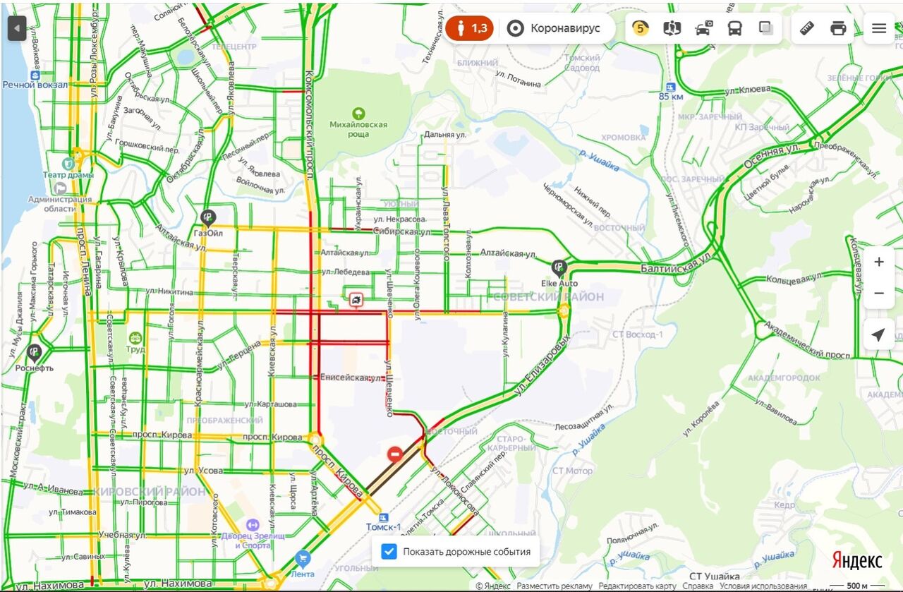 Карта пробок в томске