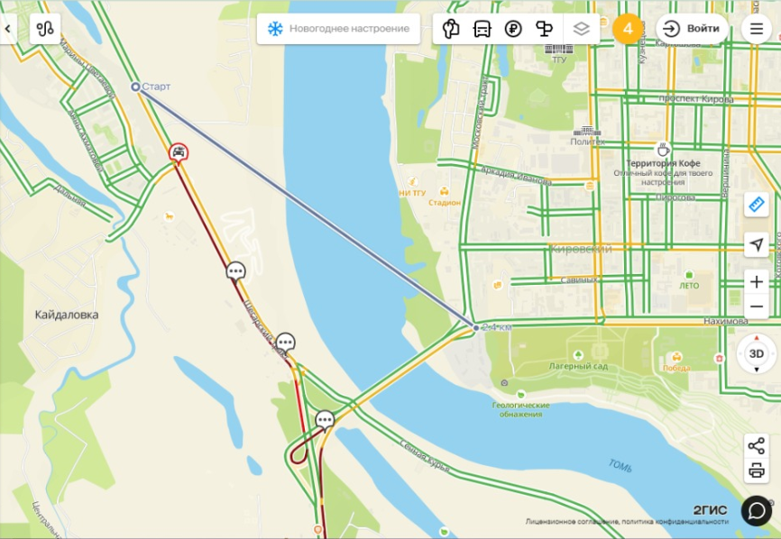 Карта новосибирска 2гис пробки