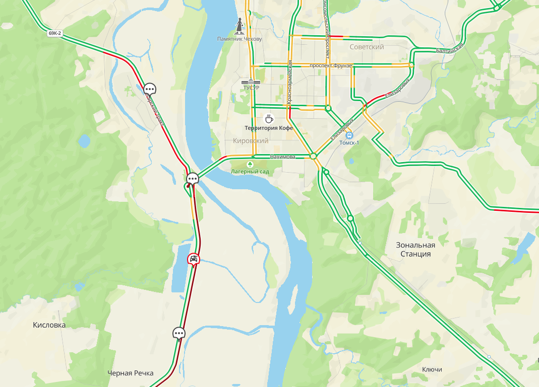 Пробки томск сейчас карта смотреть